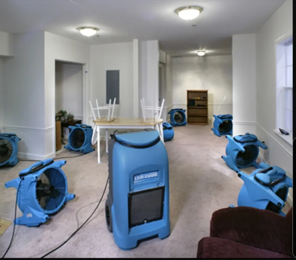 Air movers and dehumidifier setup for Water Damage Restoration in Gardnerville Ranchos